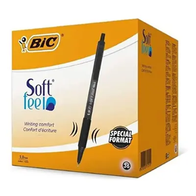 Soft Feel Ballpoint Pens, Medium Point (1.0mm), Every-Day Writing Pens With Black Barrel, Black,