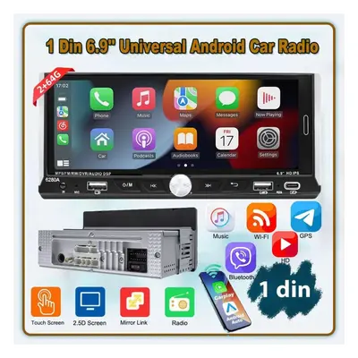 (black, 2GB 64GB) Din 6.9&apos;&apos; Universal Android Car Radio,carplay And Android Auto,2gb+6