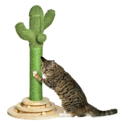 PawHut Cat Tree Cactus Sisal Scratching Post Interactive Fun Roller Exerciser