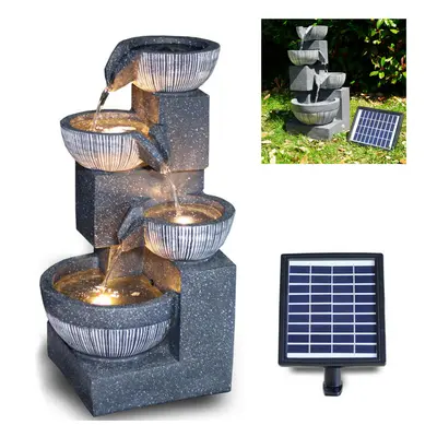 (SOLAR TIER BOWL FOUNTAIN) GEEZY Solar LED Statues Home Decoration Outdoor Garden Water Features