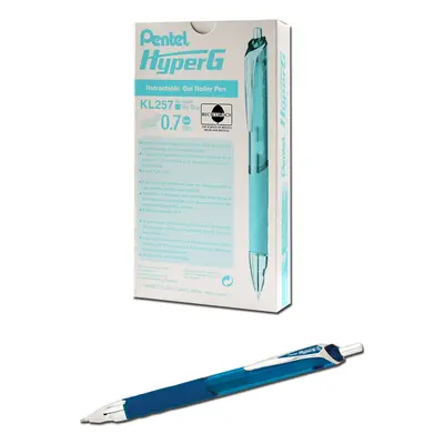 Pentel Hyper G Retractable Gel Roller Pen Medium Line Permanent Sky