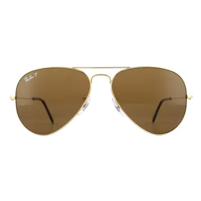 Ray-Ban Sunglasses Aviator Gold Brown Polarized 001/57 Medium 58mm