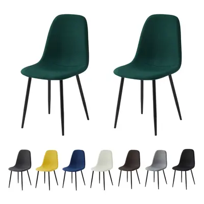 (SET OF 2, GREEN) 2/4/6Pcs Fabric Dining Chair with Metal Legs Bella