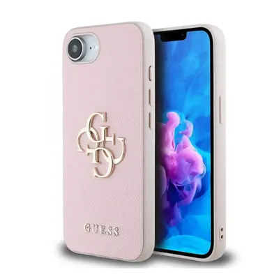 Guess PU Grained 4G Metal Logo Case for iPhone 16e Pink - GUHCPSE4PGT4MBP