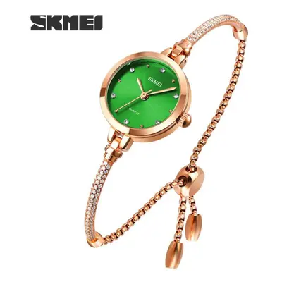 (Green) SKMEI Fashion Women Watches Japan Quartz movement Ultra Slim Bracel Female Girl Clock La