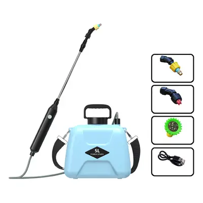 (5L Blue) 5L Electric Sprayer USB Rechargeable Mist Sprayer Watering Can with Spray Gun Plants S