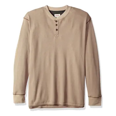 Wrangler Authentics Mens Long Sleeve Waffle Henley, Pumice Stone, XX-Large