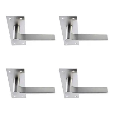 4x PAIR Flat Straight Handle on Slim Bathroom Backplate x 50mm Satin Nickel