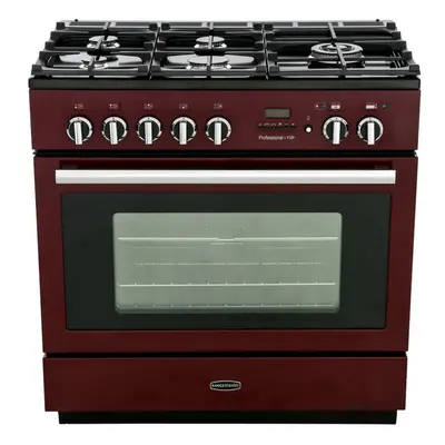 Rangemaster PROP90FXPDFFCY/C Professional Plus FXP Cranberry with Chrome Trim 90cm Dual Fuel Ran