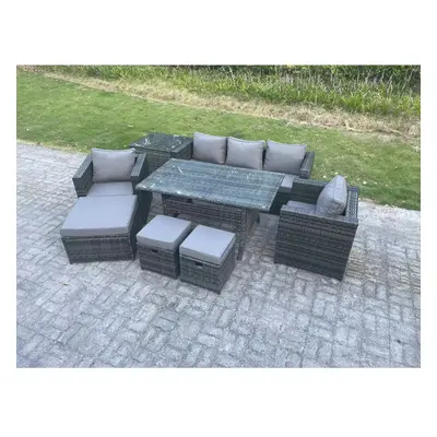 Fimous Seater Outdoor Garden Furniture Set Patio Rattan Rectangular Dining Table Lounge Sofa Cha