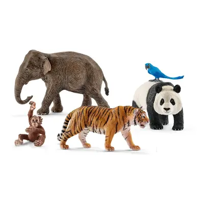 Schleich Wild Animal Toys 5-Piece Set of Realistic Animal Figurines Including Giant Panda Tiger 