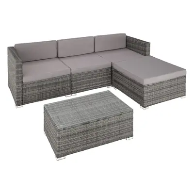 Tectake Grey Poly-Rattan Florence Garden Furniture Set