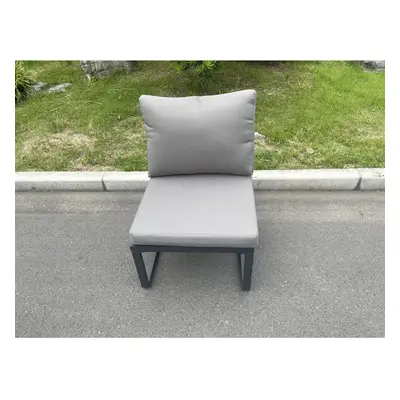 Fimous Aluminum Outdoor Garden Furniture Armless Sofa Chair With Seat And Back Cushion Dark Grey