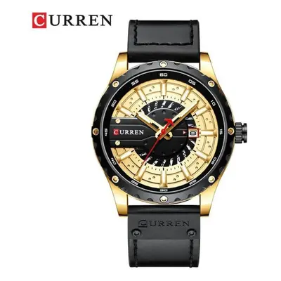 (gold) Curren Watches Top Brand Fashion Leather Wristwatch Casual Quartz Men&apos;s Watch New Ch