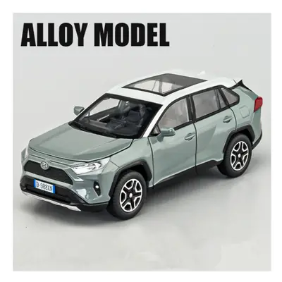 (Gray) 1:32 RAV4 SUV Alloy Car Model Diecast Metal Toy Vehicles Car Model High Simulation Sound 