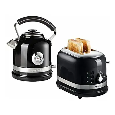 Ariete ARPK31 Moderna Cordless Kettle and Slice Toaster Set, Stainless Steel Body, Black