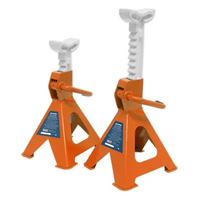 PAIR Tonne Ratchet Type Axle Stands - 276mm to 410mm Working Height - Orange