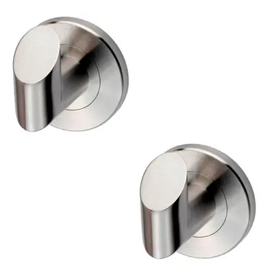 2x Single Bathroom Robe Hook on Concealed Fix Rose 44.5mm Proj Stainless Steel