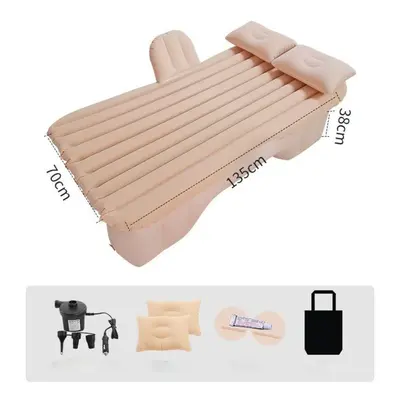 (beige) Car Inflatable Mattress Flocking Inflatable Bed In-car Rear Exhaust Cushion Bed