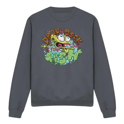 (L, Charcoal) SpongeBob SquarePants Unisex Adult Drop And Flop Sweatshirt