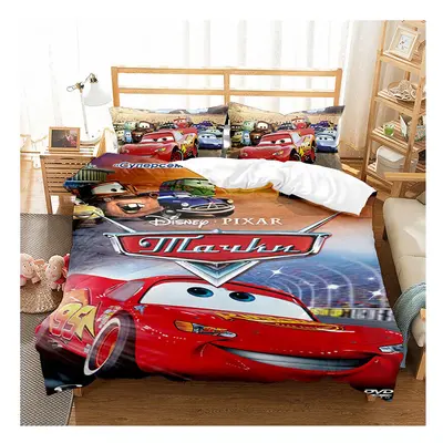 (King-220x240cm, 19) Pixar Cars Lightning Mcqueen Single Double 3D Duvet Cover Kids Cartoon Quil