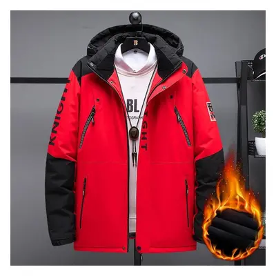 (red, M) Men&apos;s Autumn And Winter Plus Size Men&apos;s Cotton-padded Jacket, Thickened Warm 