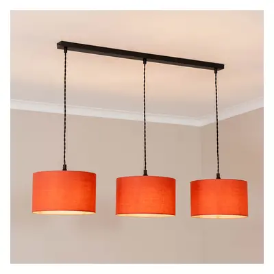 ValueLights Matte Black Drop Bar Lamp Holder Rust Fabric Shades