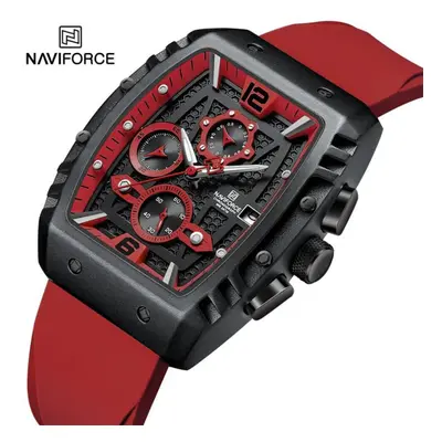 (Red, 260mm) NAVIFORCE Watch Men Original Waterproof Sports Quartz Chronoaraph Wirstwatch NF8025