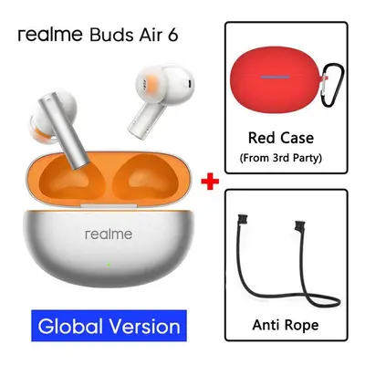 (Silver GL n red) Global Version realme buds Air TWS Earphone Hi-Res LHDC 5.0 Active Noise