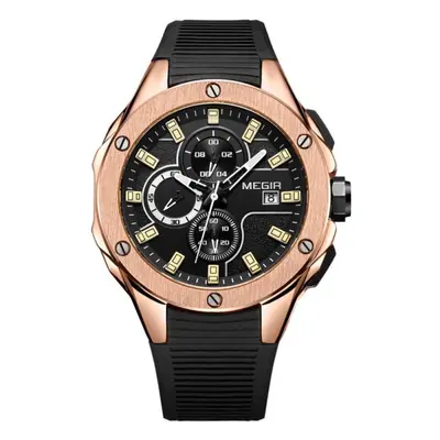 (Rose) MEGIR Men Sport Watch Waterproof Luminous Chronograph Quartz Army Military Watches Clock 