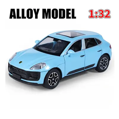 (Blue) 1/32 Macan T SUV Car Model Zinc Alloy Diecast Simulation Toy with Sound Light Pull Back C