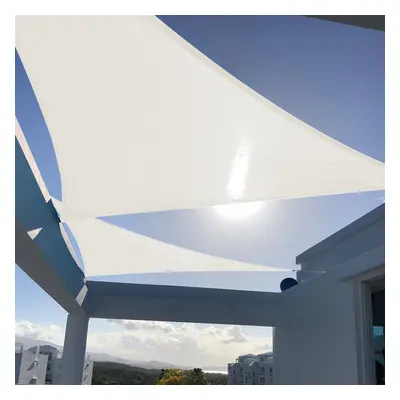 SUNNY GUARD Sun Shade Sail 10x10x10 Triangle Cream UV Block Sunshade for Backyard Yard Deck Pati