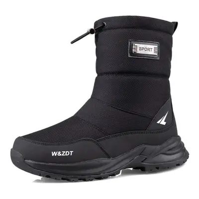 (black, 39) Winter Boots For Man Outdoor Waterproof Snow Boots Zip Non-slip Cotton Shoes Men Plu