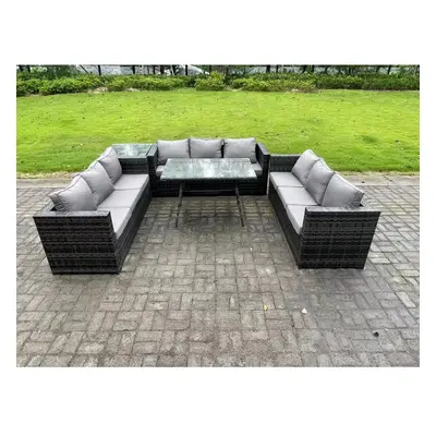 Fimous Rattan Outdoor Garden Furniture Set Garden Dining Table Set with Patio Side Table Seater