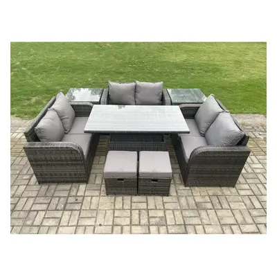 Fimous Rattan Garden Outdoor Furniture PC Love Sofa Set Patio Adjustable Rising lifting Dining T