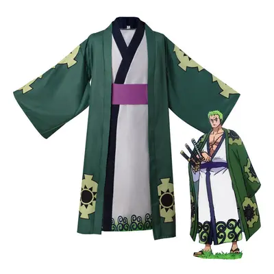 (S) NEW'C Roronoa Zoro Cosplay Costume Kimono Robe Full Suit Outfits