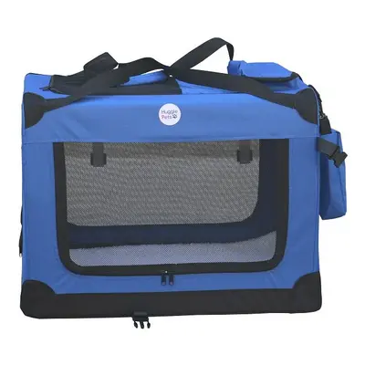 HugglePets Fabric Crate Foldable Pet Carrier - Blue, Medium