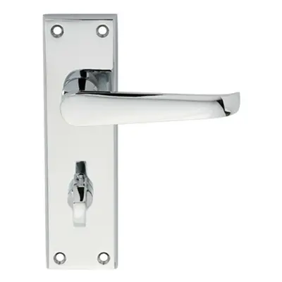 PAIR Straight Victorian Lever on Bathroom Backplate x 43mm Polished Chrome