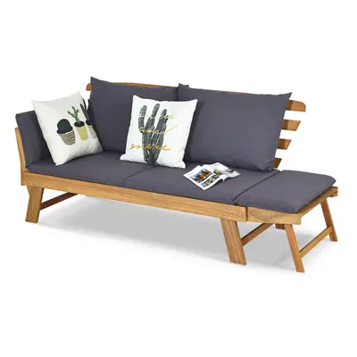 Outdoor Daybed w/Cushion Patio Convertible Couch Sofa Bed w/Armrest