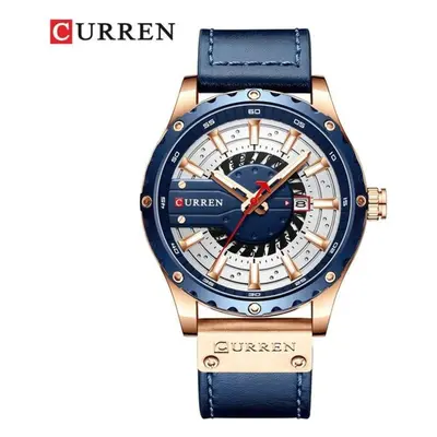 (blue) Curren Watches Top Brand Fashion Leather Wristwatch Casual Quartz Men&apos;s Watch New Ch