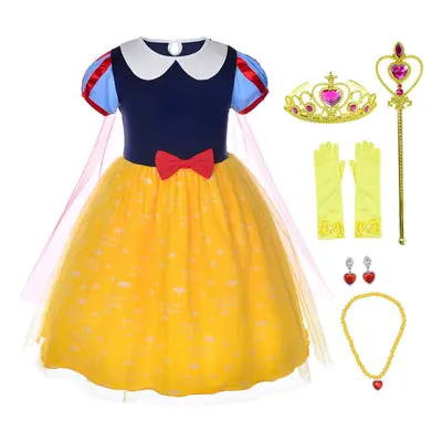 Joy Join Princess Costume Dress For Little Girls Birthday Party Dress Up With Gloves,Crown,Wand,