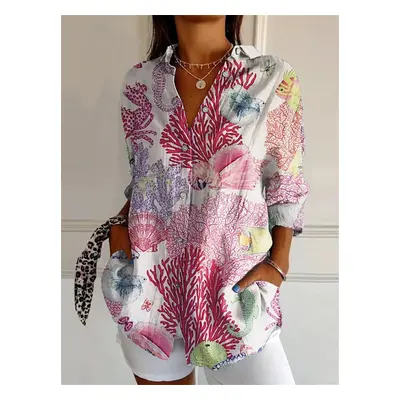 (HY2559-, XL) new women's long shirt summer European and American trendy half-sleeved shirt mari