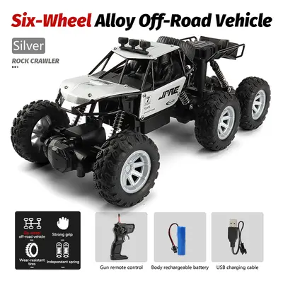 (Six round Plateado) 1:18 RC CAR Six Wheel Climb Remote Control Off Road Mountainous Alloy Car s