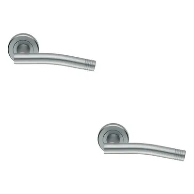 2x PAIR Round Bar Handle with Arch Concealed Fix Round Rose Satin Chrome