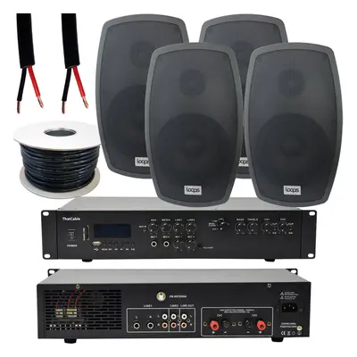 400W LOUD Outdoor Bluetooth System 4x Black Speaker Weatherproof Garden Music