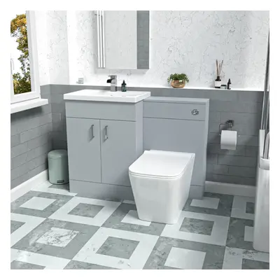 Nes Home Matte Grey 1100mm Freestanding Vanity WC Unit & Rimless BTW Toilet Flat Pack