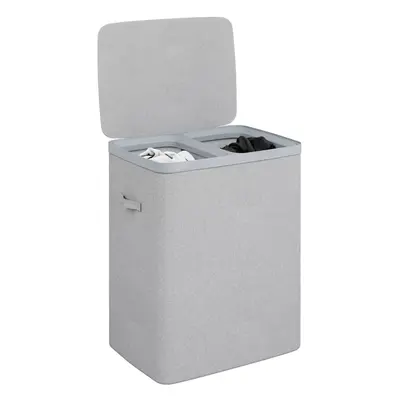 Grey Double Laundry Seperation Hamper Bin Large Clothes Washing Basket