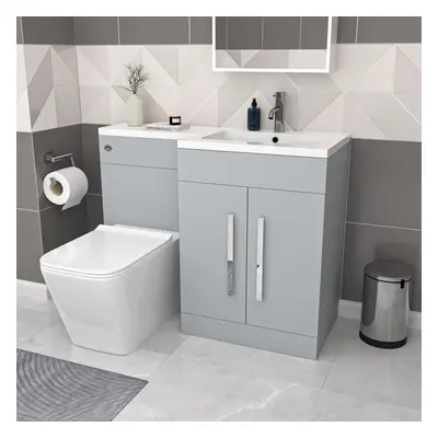 Nes Home Matte Grey 1100mm RH Basin Sink Vanity Cabinet with BTW Toilet