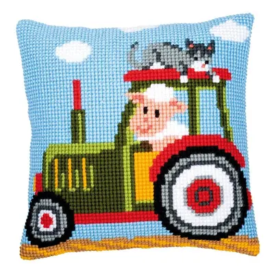 Vervaco Tractor Cross Stitch Cushion, Multi-Colour