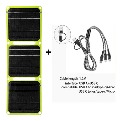 (with cable) USB+PD solar power bank 5v/9v/12v Photovoltaic panel outdoor camping Portable cell 